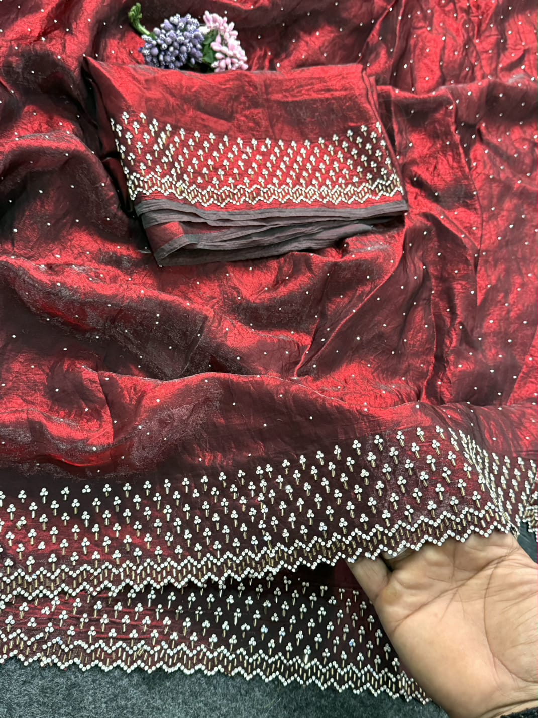 Glamorous Space Silk Saree with Exclusive Jarkhan Work