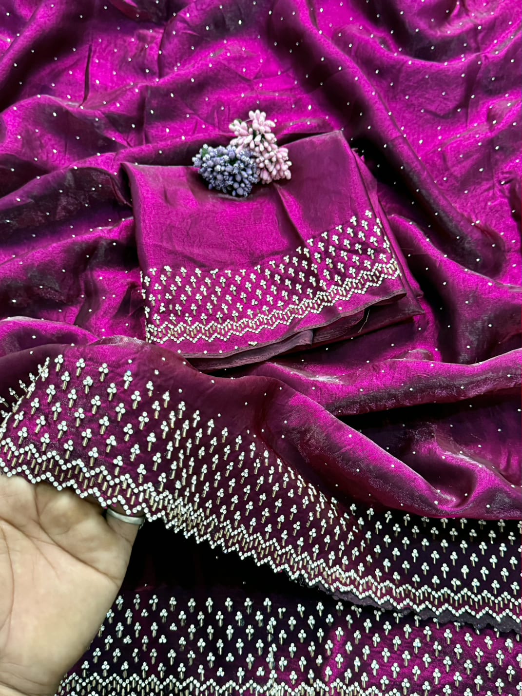Glamorous Space Silk Saree with Exclusive Jarkhan Work
