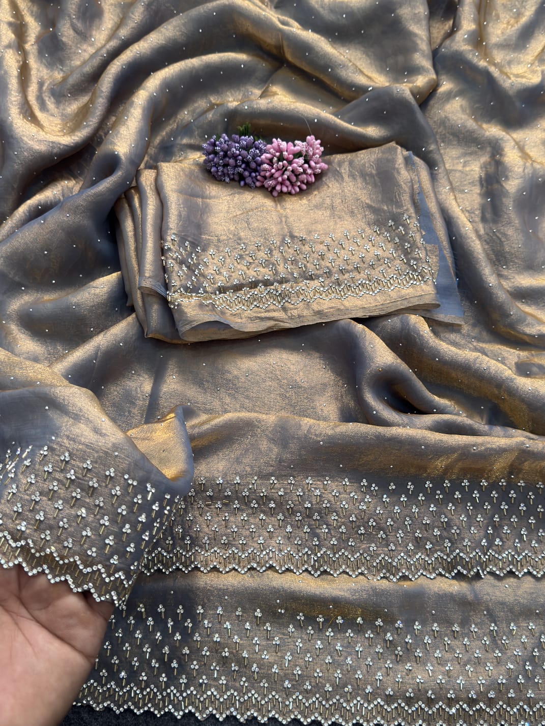 Glamorous Space Silk Saree with Exclusive Jarkhan Work
