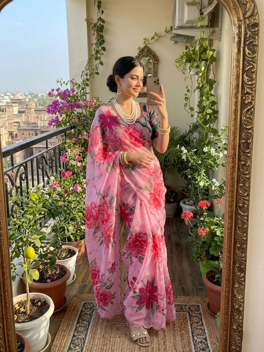 Premium Soft Teby Silk Floral Saree – Vaani Collection