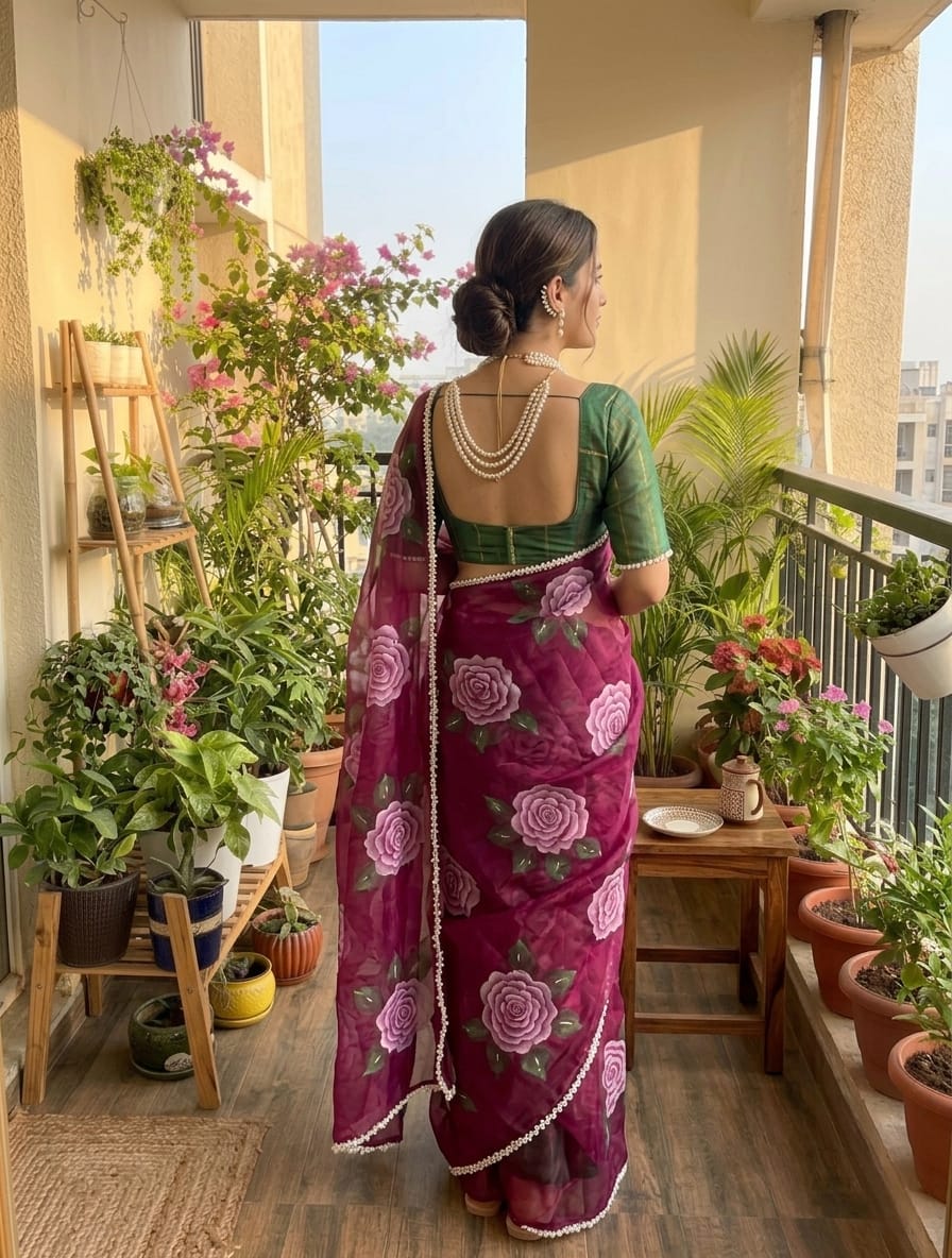 🌸 Premium Silk Saree with Handwork Border