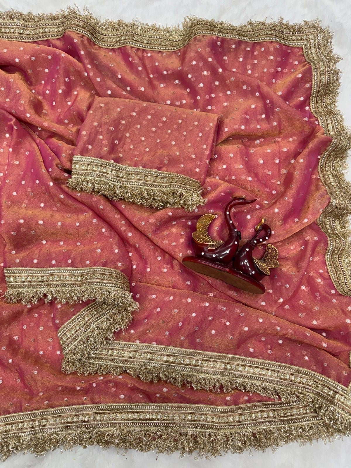 Elegant Moss Silk Jacquard Butti Designer Saree