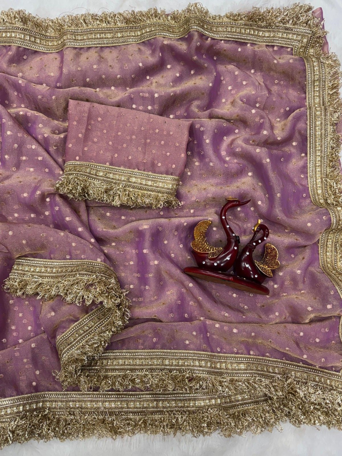 Elegant Moss Silk Jacquard Butti Designer Saree