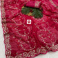 Exclusive C by C Bandhej Print Saree with Zari Embroidery & Cutwork Border