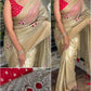 Golden Glow Tissue Silk Saree with Blade Cut Work & Jacquard Blouse