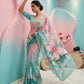 Premium Georgette Silk Saree with Butterfly Print Khatli Moti Handwork Blouse