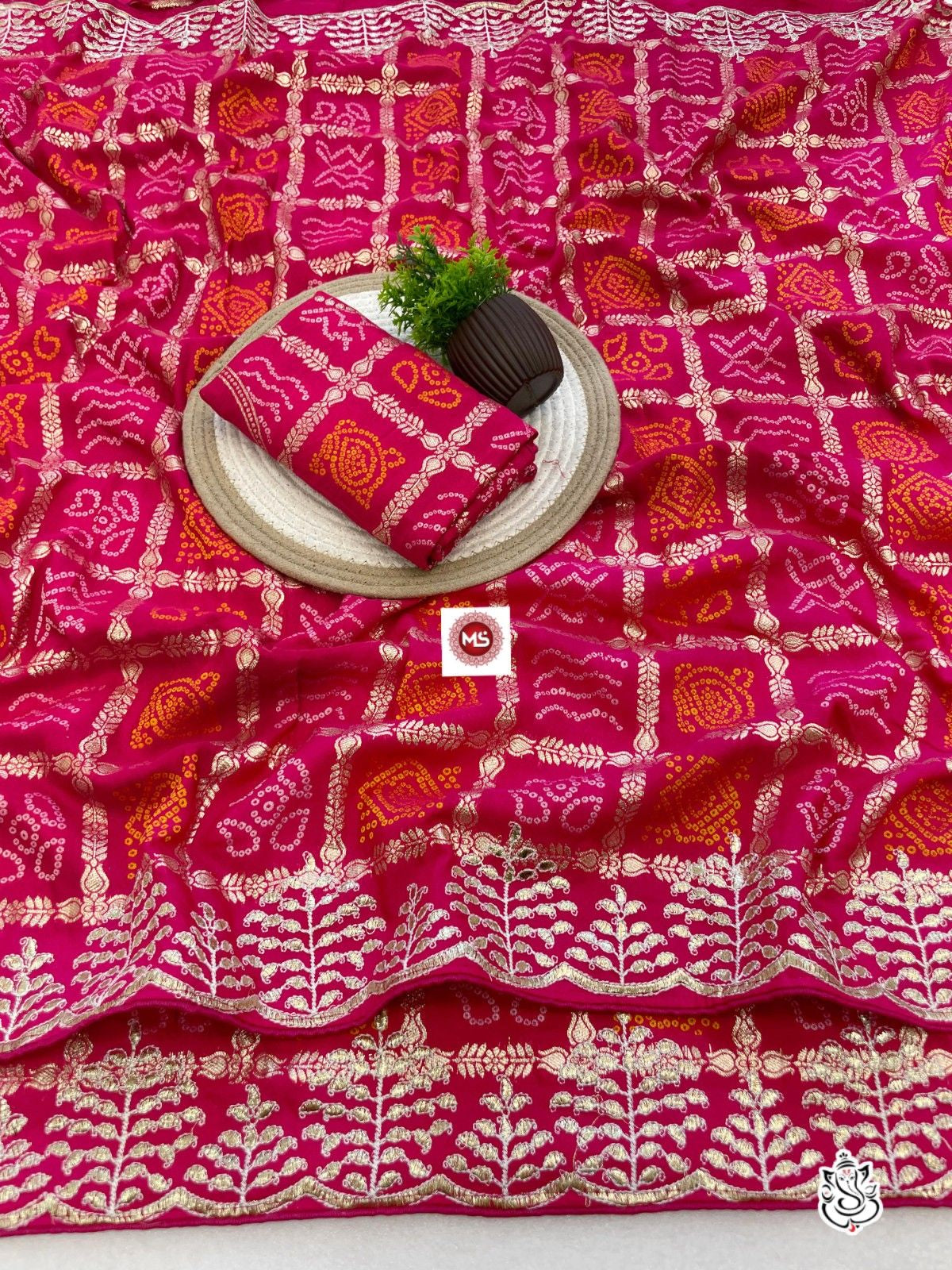Rich Look Designer Viscose Saree with Bandhej Weaving