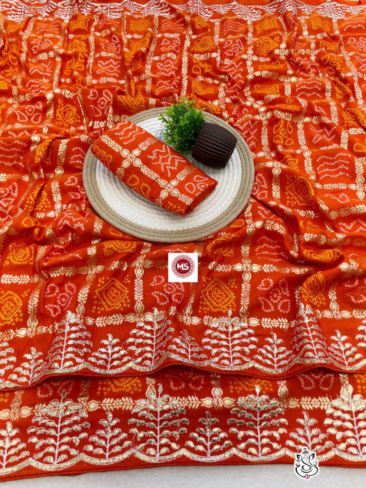 Rich Look Designer Viscose Saree with Bandhej Weaving