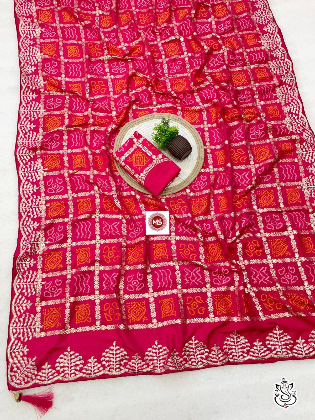 Rich Look Designer Viscose Saree with Bandhej Weaving