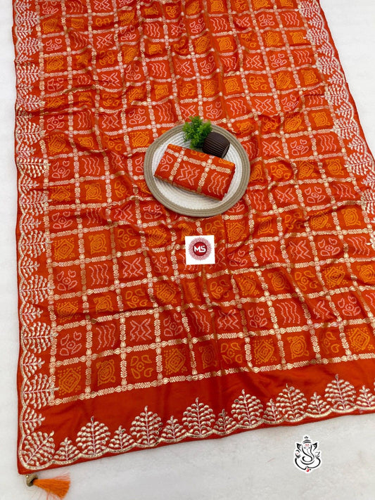 Rich Look Designer Viscose Saree with Bandhej Weaving