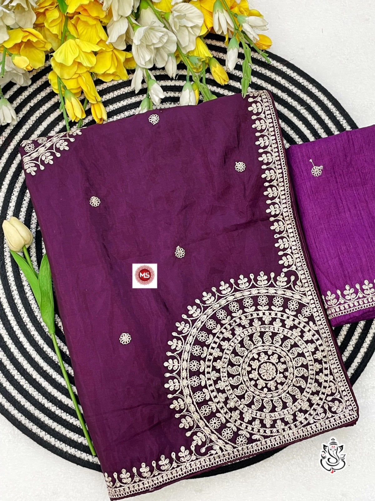Party Wear Soft H.O. Silk Saree with Heavy Border Work