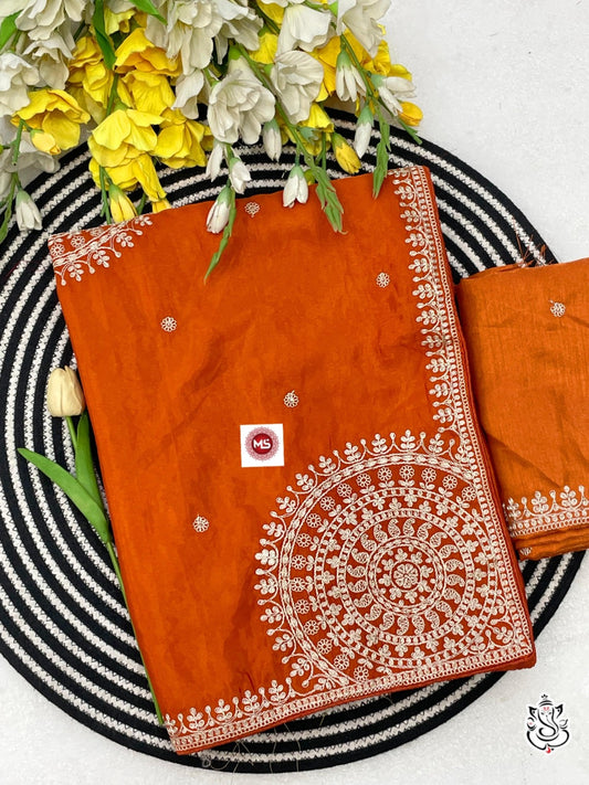 Party Wear Soft H.O. Silk Saree with Heavy Border Work