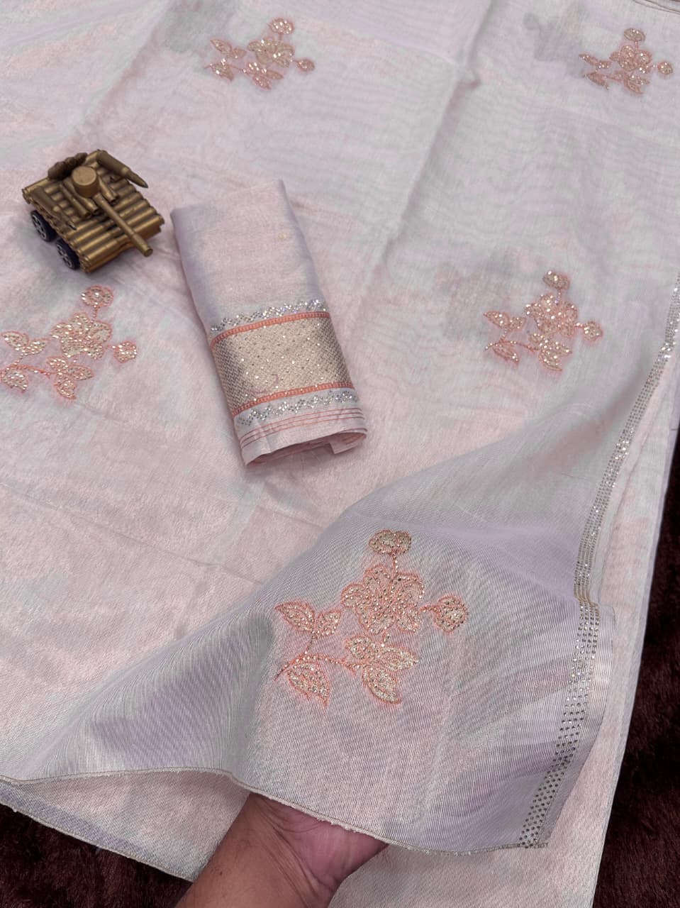 Taspa Organza Silk Saree with Swarovski Work & Jacquard Design