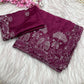 Elegant Party Wear Chinnon Saree With Embroidery