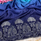 Elegant Party Wear Chinnon Saree With Embroidery