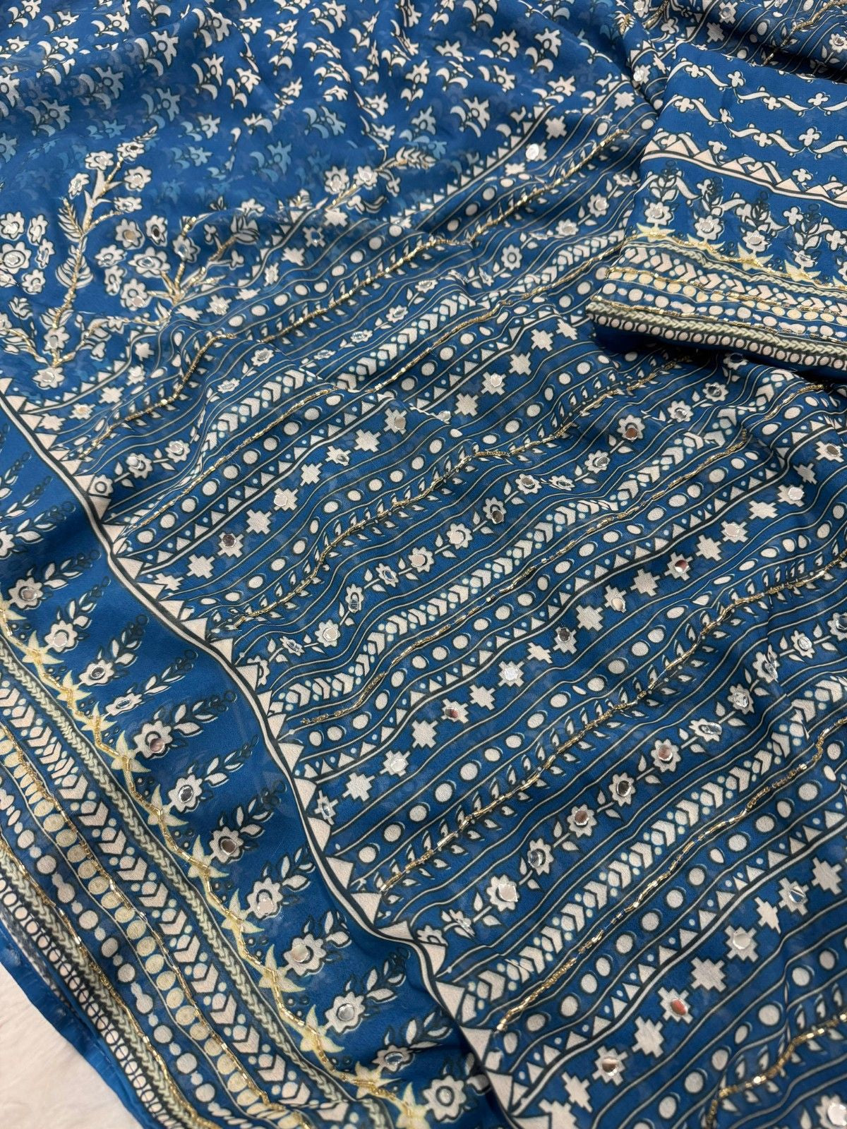 Designer Soft Georgette Saree with Exclusive Mirror Work