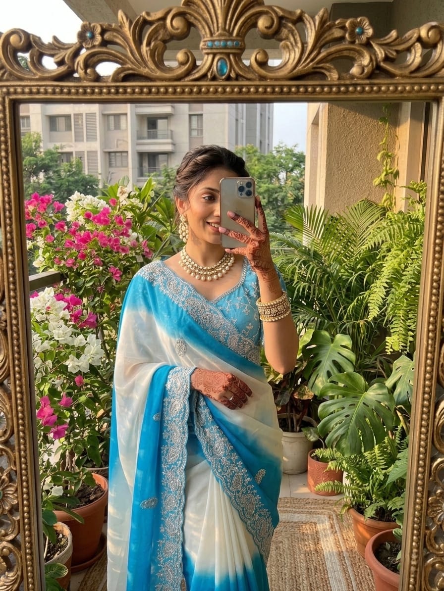 Royal Noor Embroidered Star Georgette Couture Saree