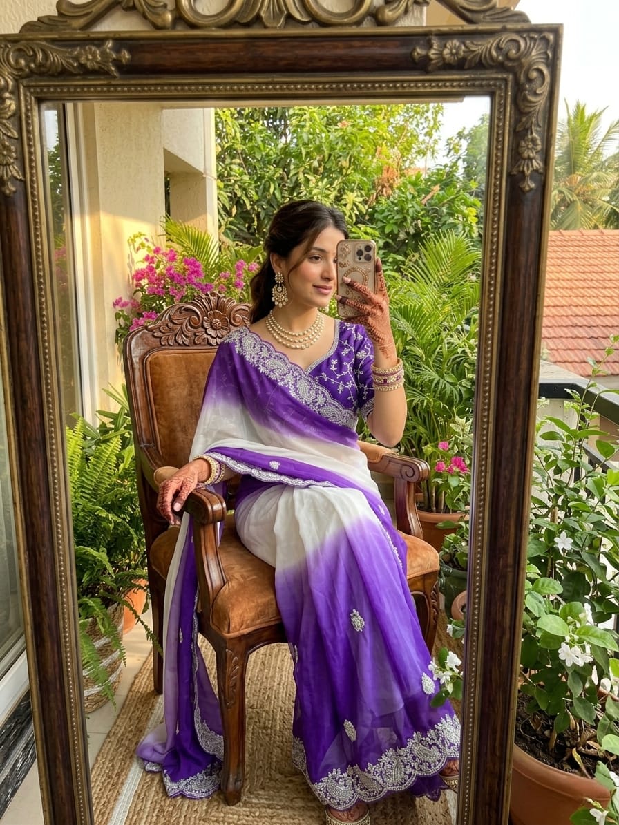 Royal Noor Embroidered Star Georgette Couture Saree