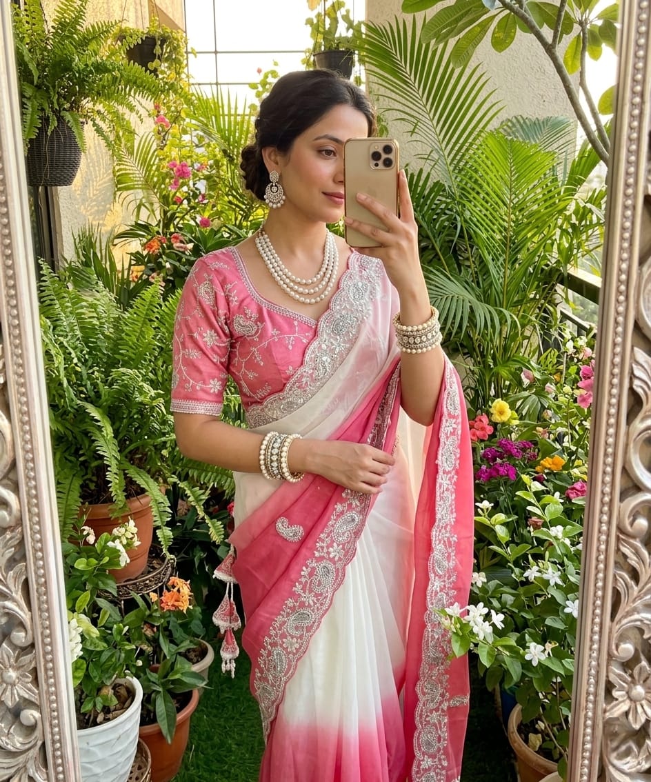 Royal Noor Embroidered Star Georgette Couture Saree