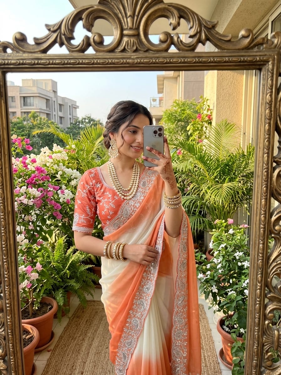 Royal Noor Embroidered Star Georgette Couture Saree