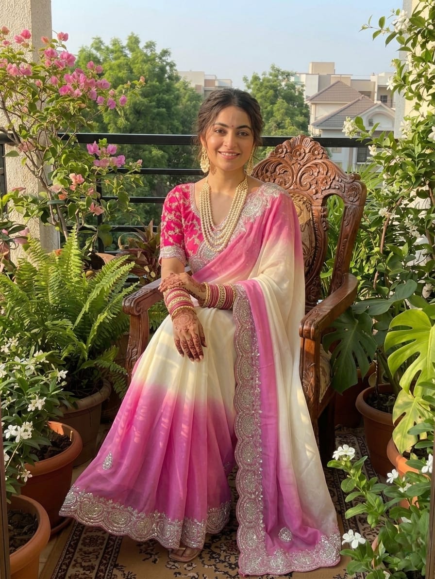 Royal Noor Embroidered Star Georgette Couture Saree