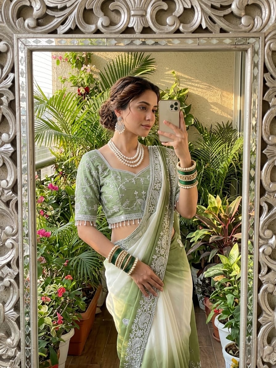 Royal Noor Embroidered Star Georgette Couture Saree