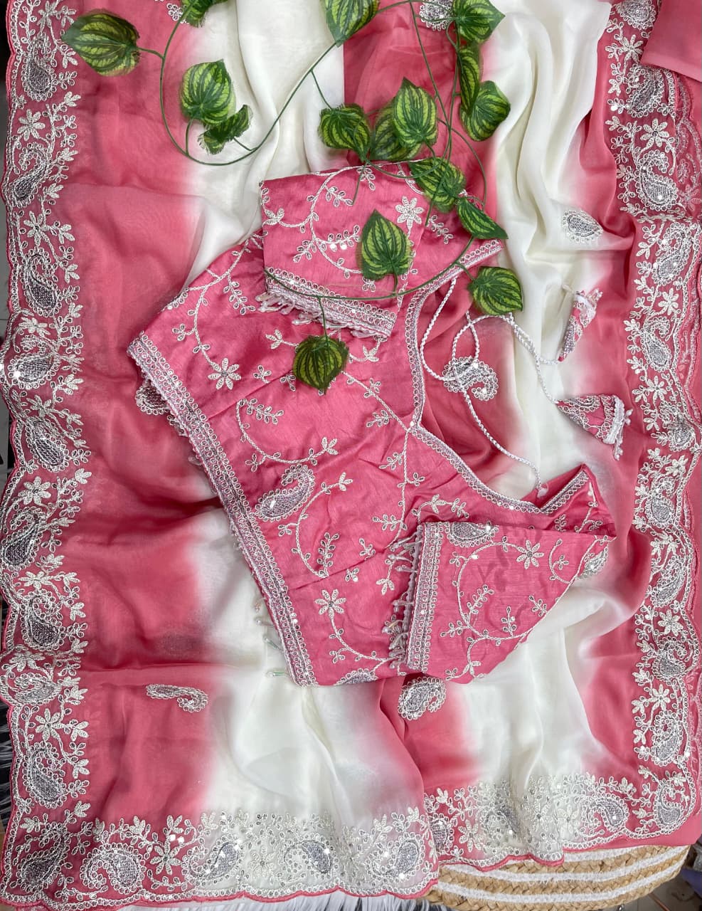 Royal Noor Embroidered Star Georgette Couture Saree