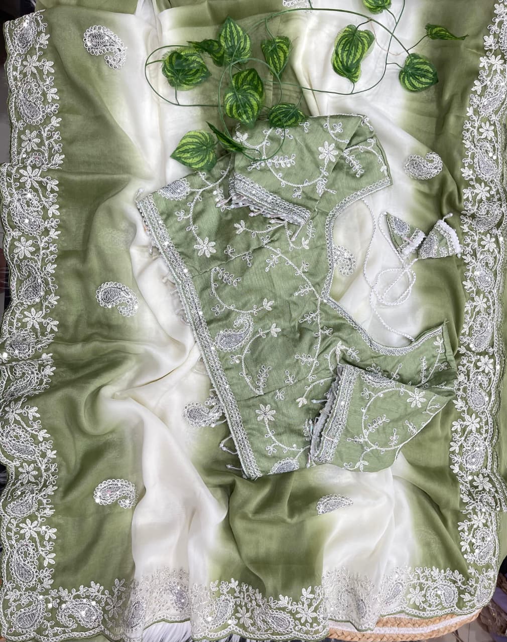 Royal Noor Embroidered Star Georgette Couture Saree