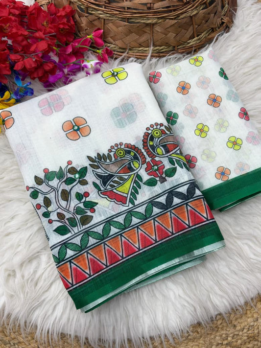 Designer Chanderi Cotton Saree With Beautiful