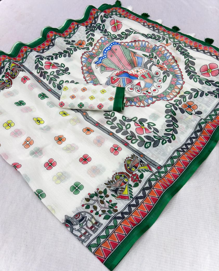 Designer Chanderi Cotton Saree With Beautiful