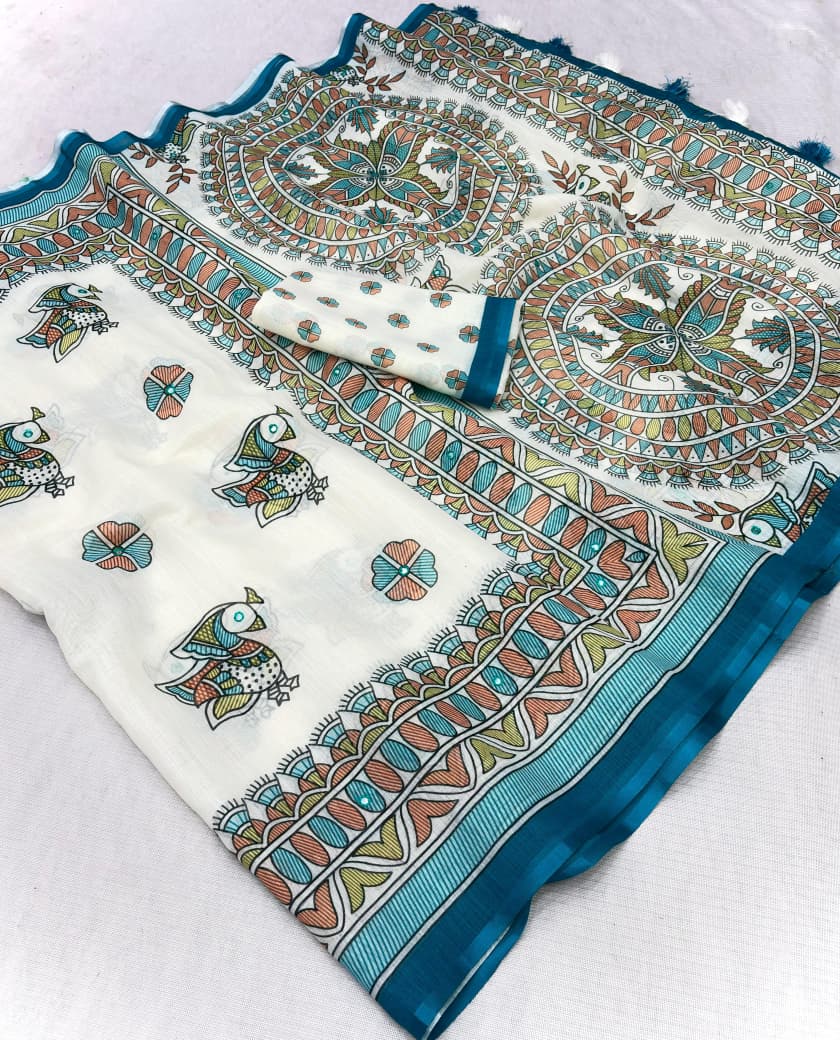 Designer Chanderi Cotton Saree With Beautiful