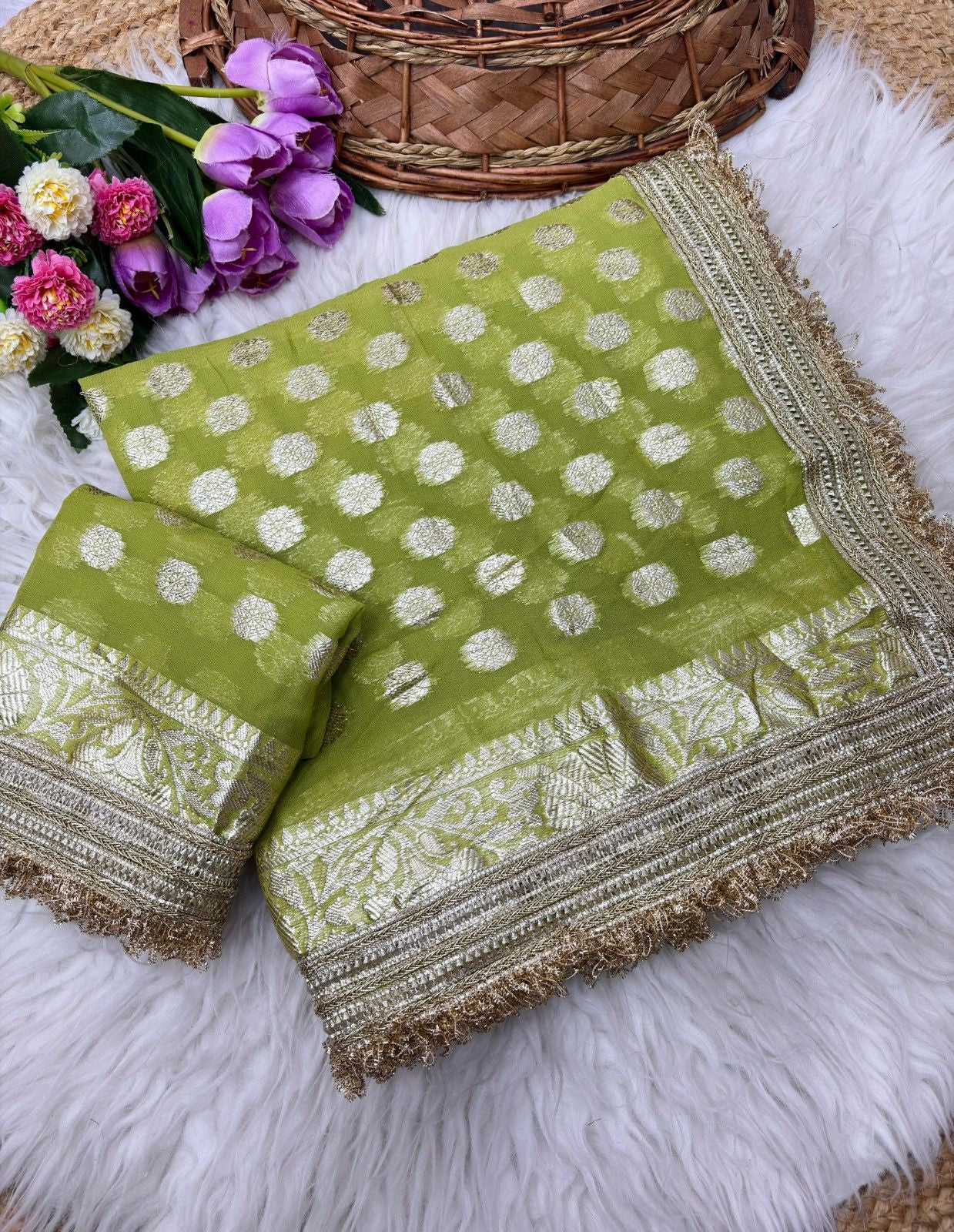 Premium Soft Viscose Georgette Saree With Elegant Lace Border