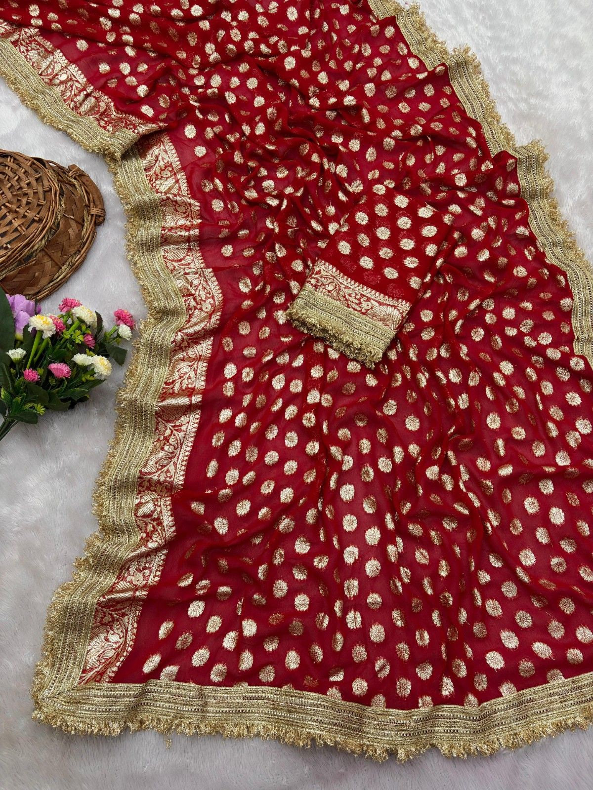 Premium Soft Viscose Georgette Saree With Elegant Lace Border