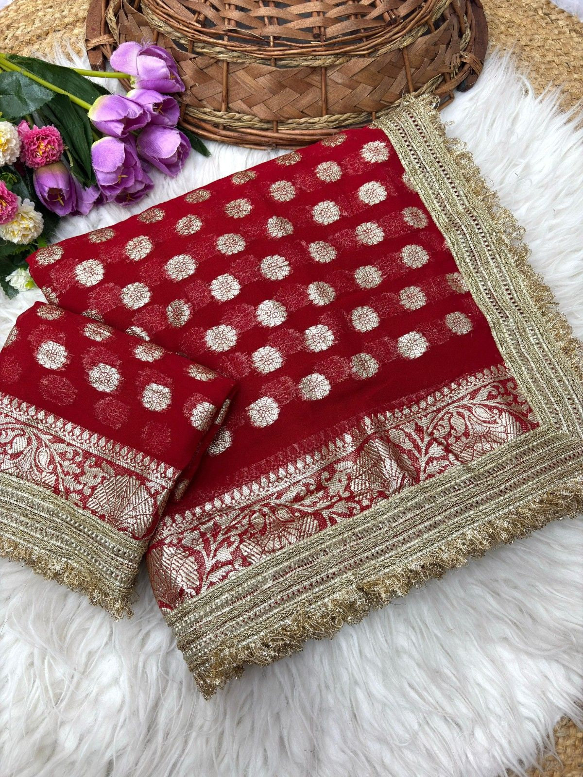 Premium Soft Viscose Georgette Saree With Elegant Lace Border