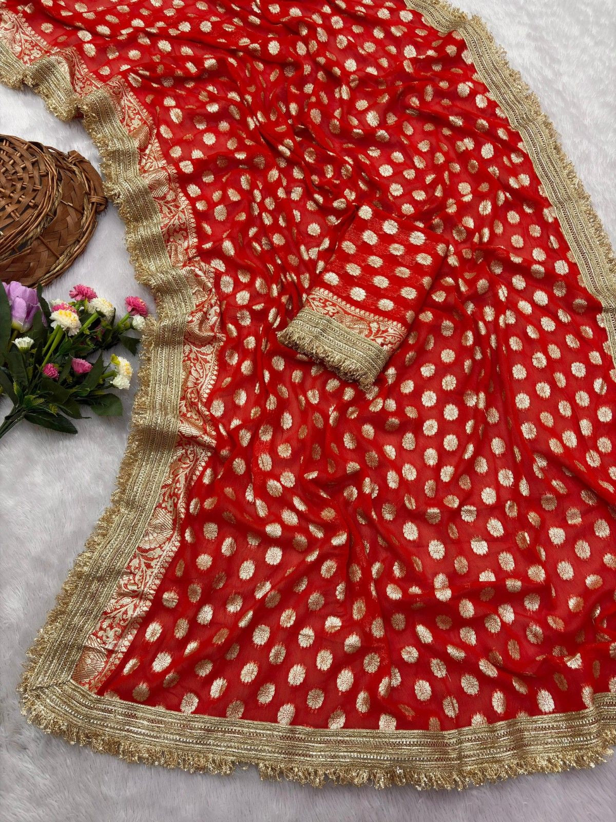 Premium Soft Viscose Georgette Saree With Elegant Lace Border