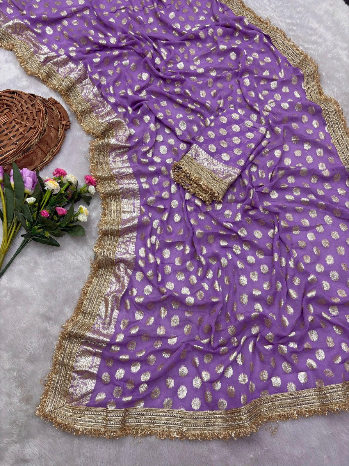 Premium Soft Viscose Georgette Saree With Elegant Lace Border