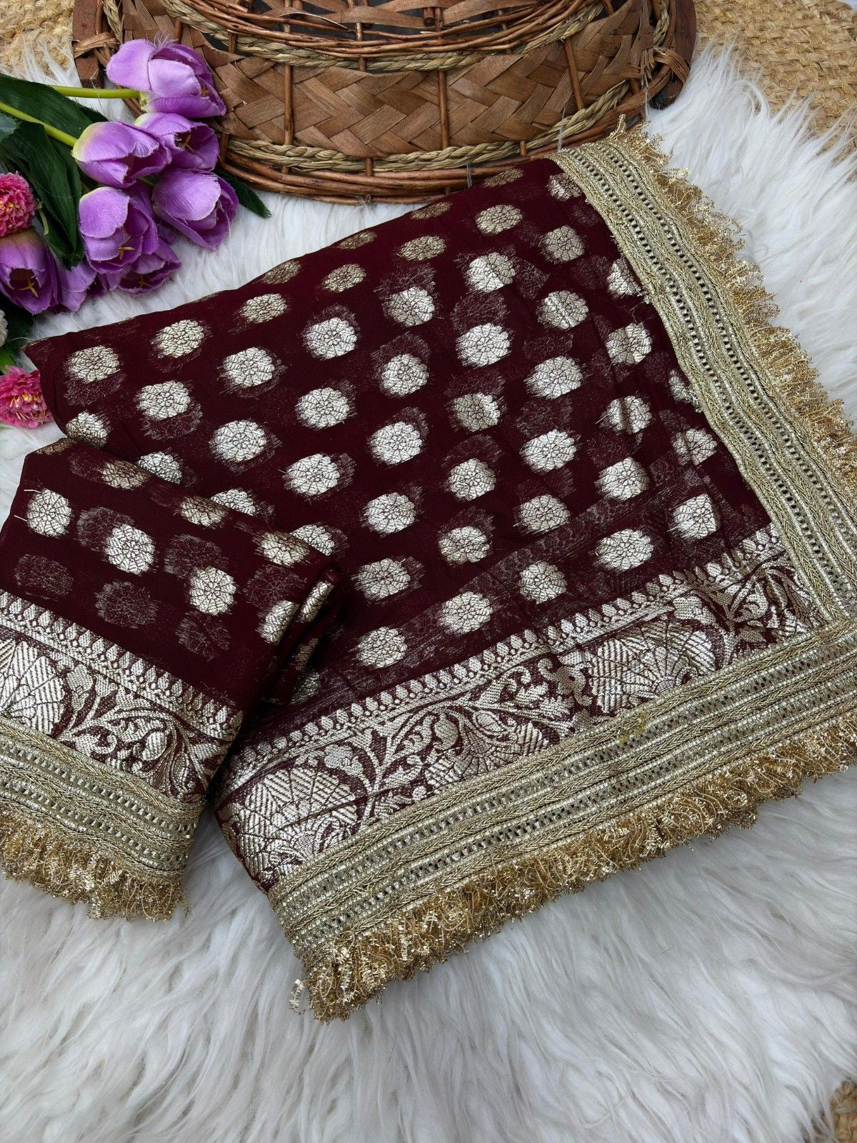 Premium Soft Viscose Georgette Saree With Elegant Lace Border