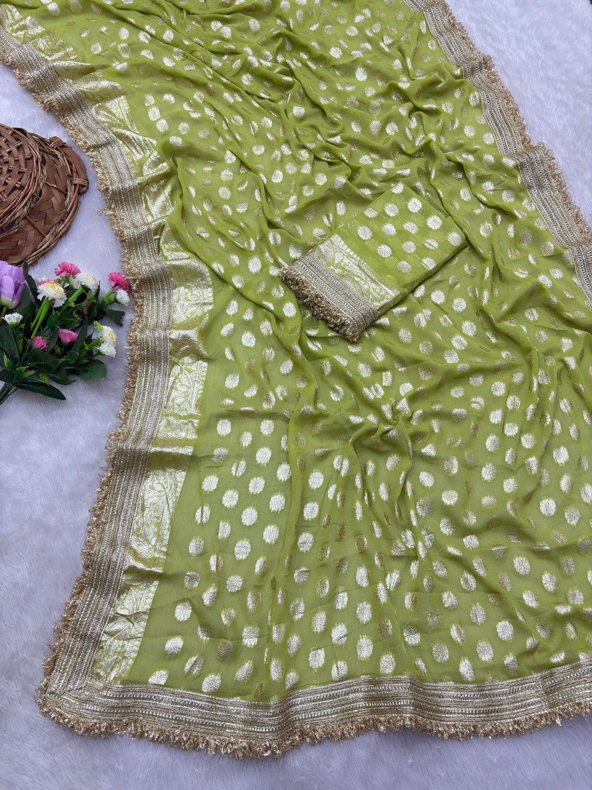 Premium Soft Viscose Georgette Saree With Elegant Lace Border