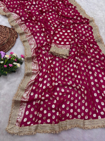 Premium Soft Viscose Georgette Saree With Elegant Lace Border