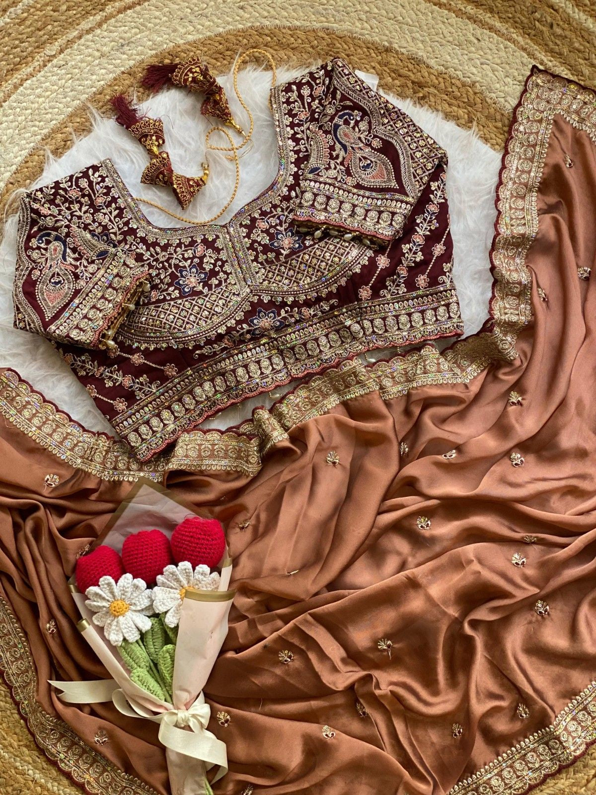 Wedding Special Rangoli Silk Saree With Designer Stichtched Embroidered Blouse