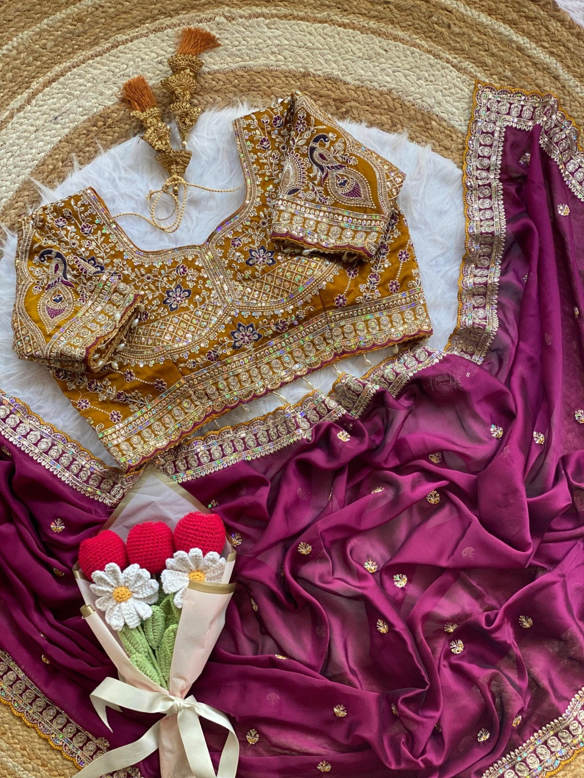 Wedding Special Rangoli Silk Saree With Designer Stichtched Embroidered Blouse