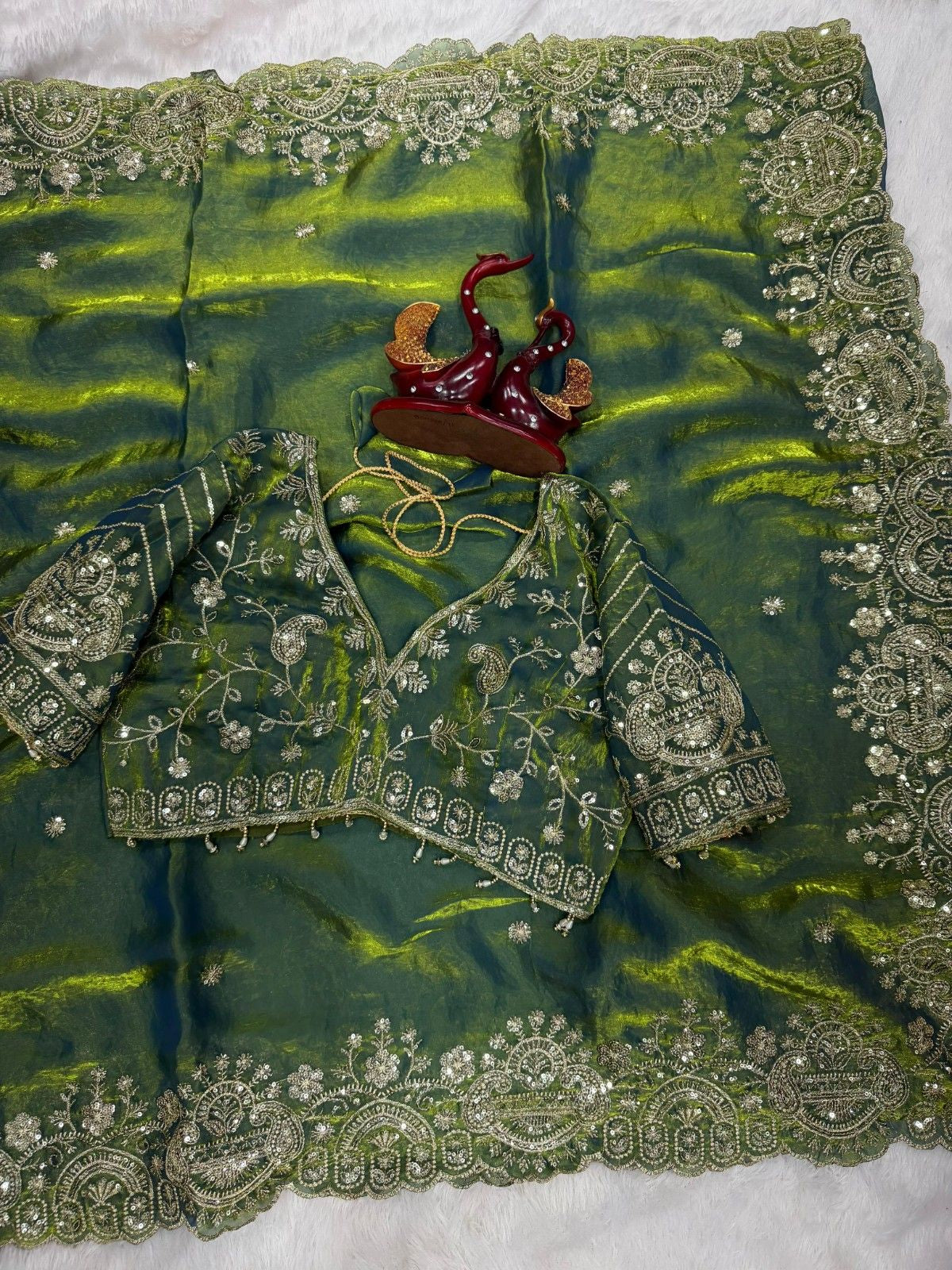 Soft Space Silk Party Wear Saree with Zari & Sequence Work Saree