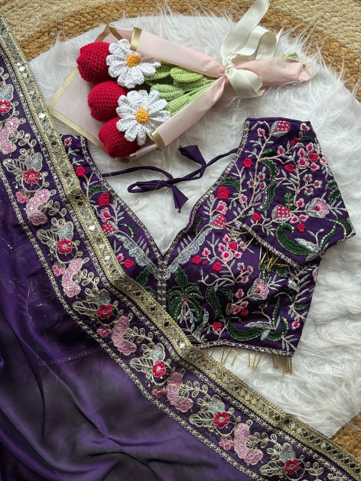 Luxury Rangoli Silk Saree With Coding & Thread Embroidery