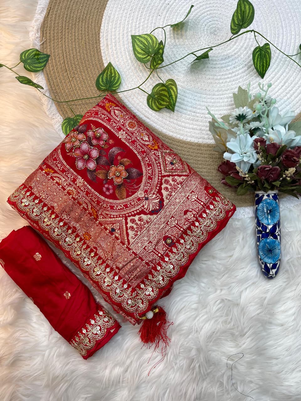 Maharani Luxe Dola Silk Saree With Fancy Embroidery Border