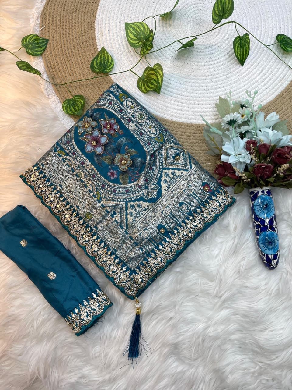 Maharani Luxe Dola Silk Saree With Fancy Embroidery Border