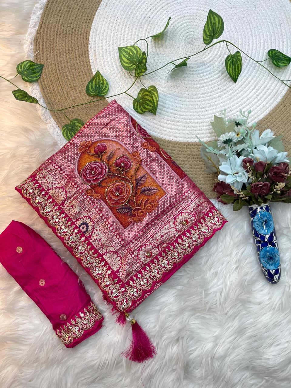 Maharani Luxe Dola Silk Saree With Fancy Embroidery Border