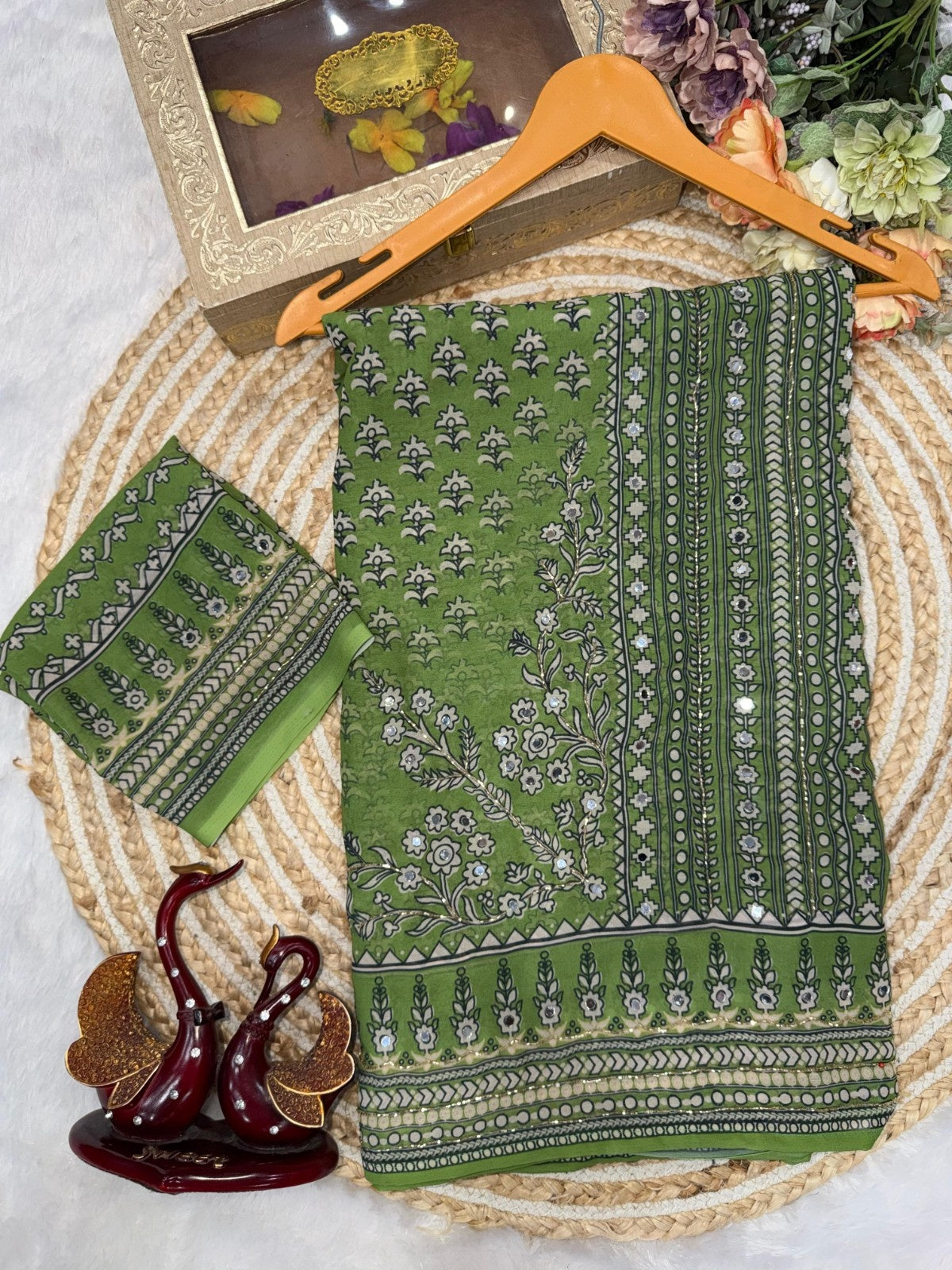 Designer Soft Georgette Saree with Exclusive Mirror Work
