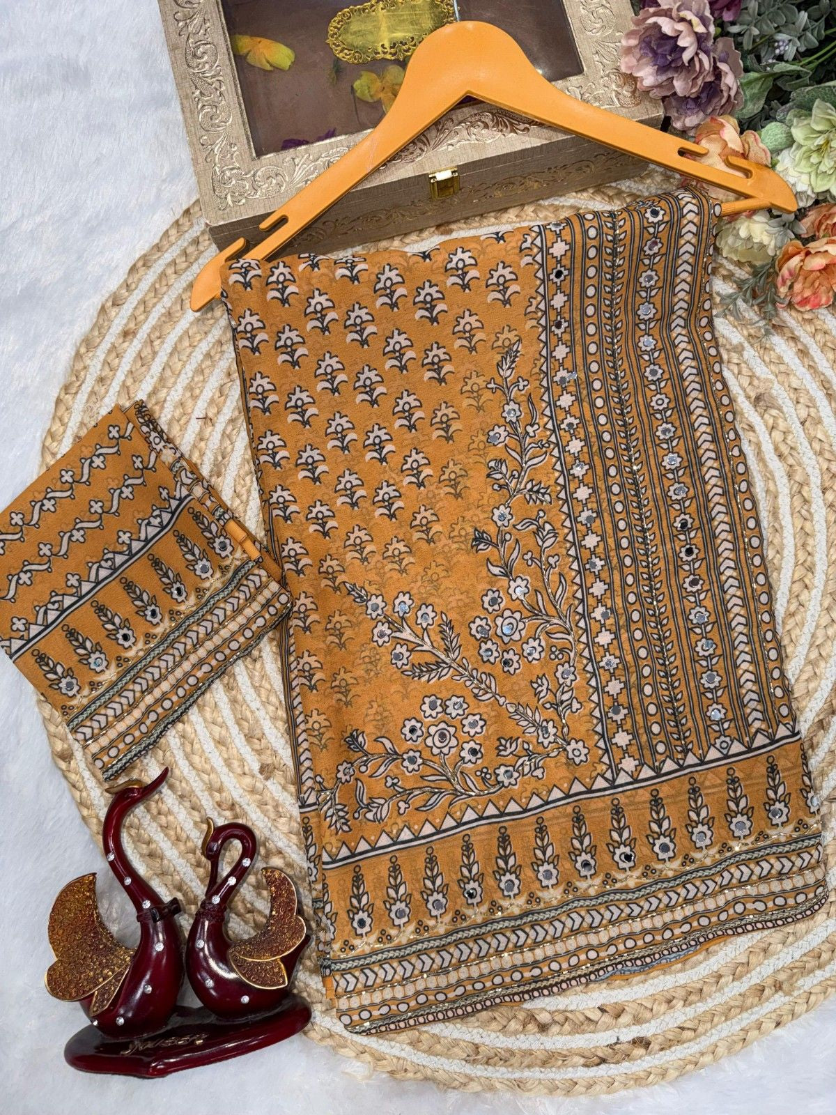 Designer Soft Georgette Saree with Exclusive Mirror Work