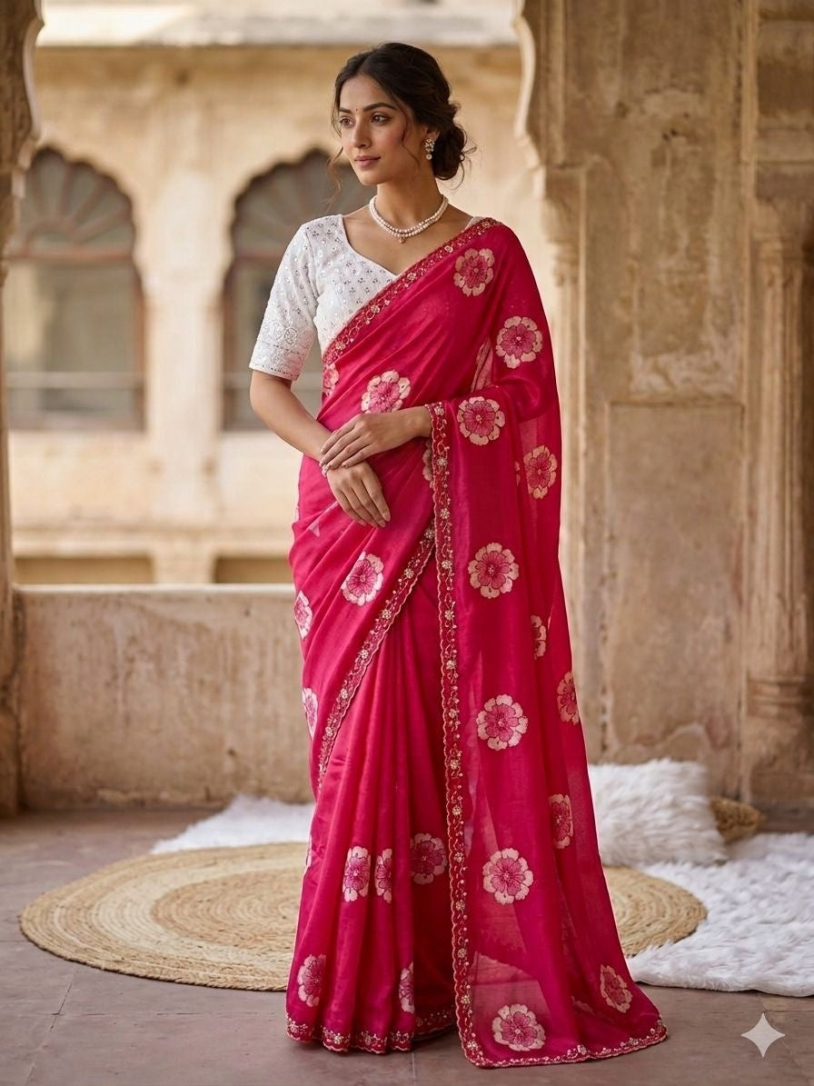 Floral Moti Grace Chinnon Saree