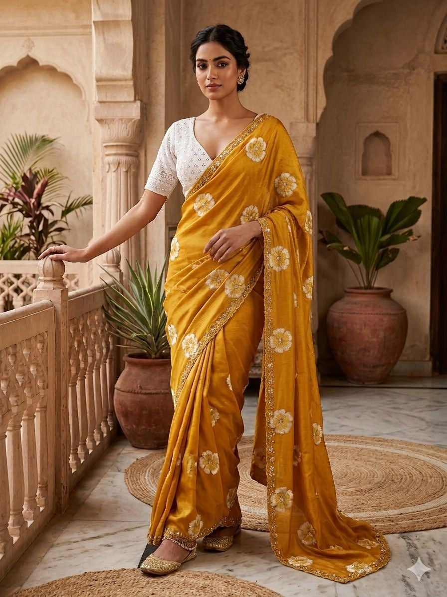 Floral Moti Grace Chinnon Saree